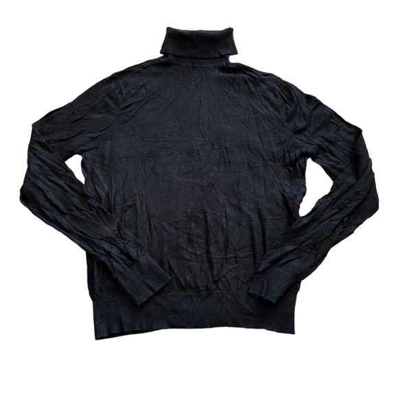 August Silk Black Turtleneck Sweater Xl 